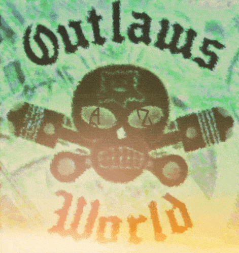 a poster with a skull and crossbones and the words outlaws world