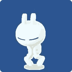 a cartoon bunny is standing on its hind legs with its eyes closed