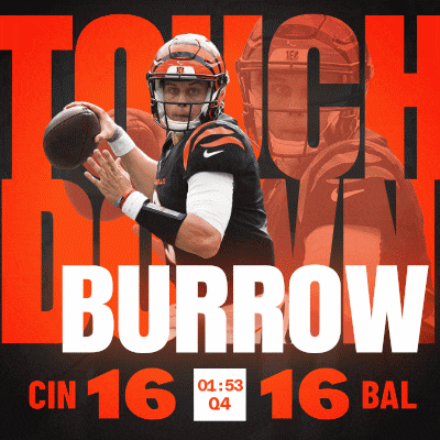 an advertisement for the cincinnati bengals shows a man holding a football