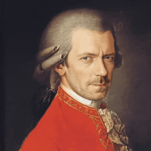 a portrait of a man with a beard and a red jacket