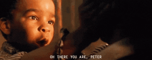 a baby talking on a phone with the words oh there you are peter