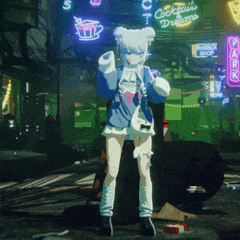 a cartoon character is standing in front of a cocktail dreams sign