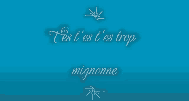 a blue background with the words " c'est t'es trop mignonne "