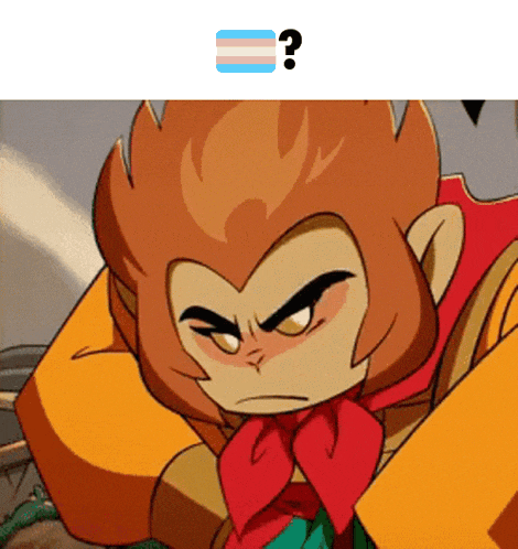 a cartoon monkey with an angry face and a question mark above him