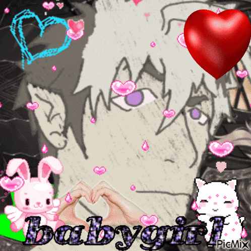 a picture of a girl making a heart with her hands and the words babygirl on the bottom