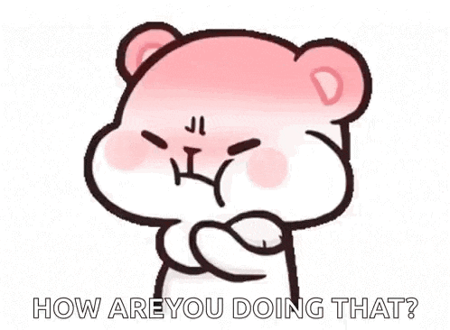 a cartoon of a teddy bear with his arms crossed and the words `` how are you doing that '' .