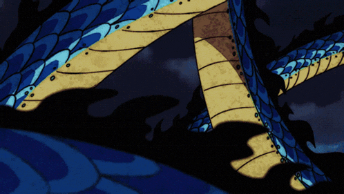 a cartoon drawing of a blue dragon with a huge mouth