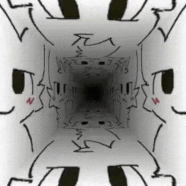 a black and white drawing of a person in a dark room