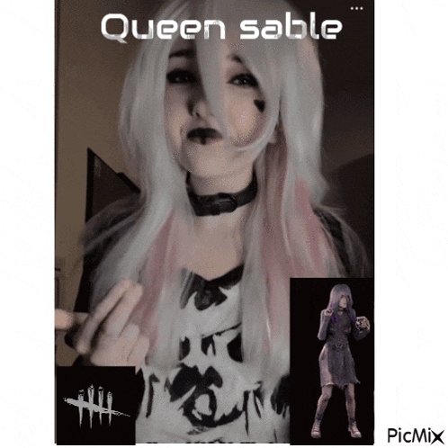 a picture of a girl with the words queen sable written on it