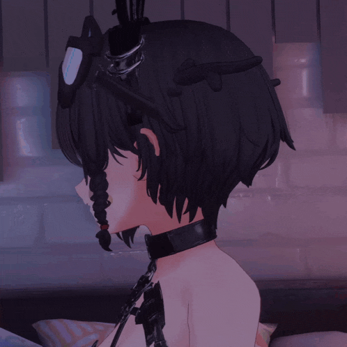 a girl with a choker around her neck and a crown on her head