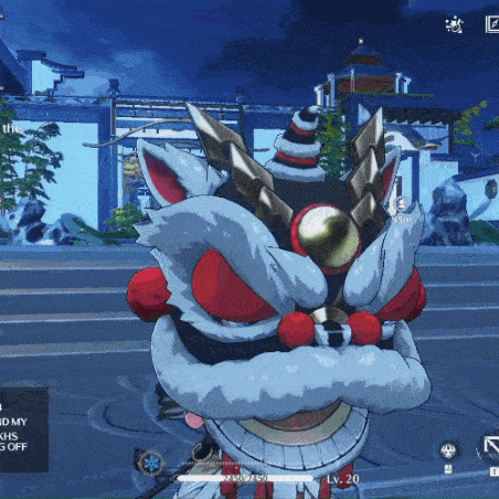 a screenshot of a video game shows a lion dance