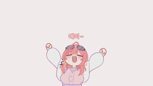 a cartoon of a girl wearing sunglasses and a pink jacket with the word choi written on the bottom