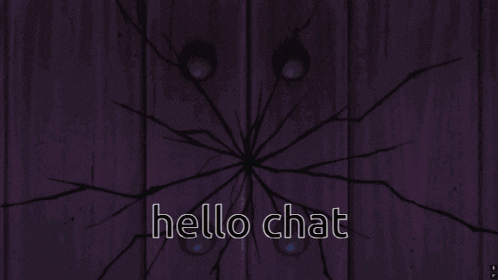 a picture of a cartoon character with the words hello chat