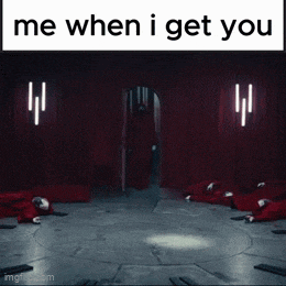 a meme that says me when i get you shows a group of people laying on the floor