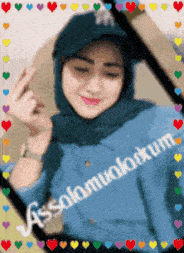a woman wearing a hijab giving the middle finger with the words assalamualaikum written on the bottom