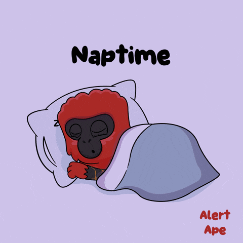 a cartoon of a gorilla sleeping under a pillow with the word naptime above it
