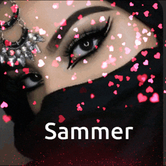 a woman 's face is surrounded by hearts and the name sammer