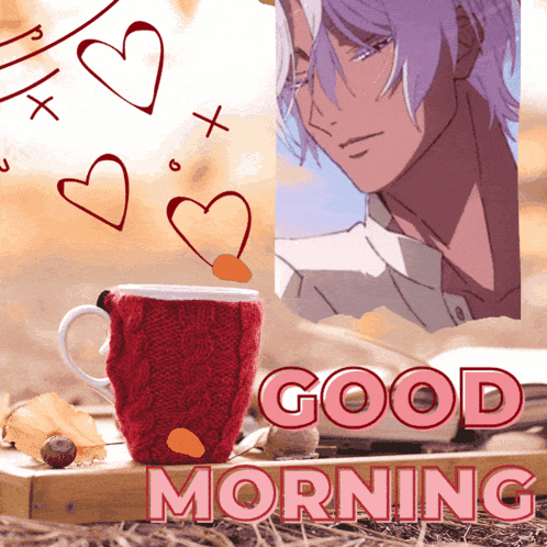a good morning greeting card with a picture of a man