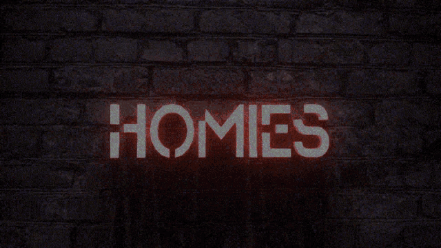 a brick wall with the word homies written on it
