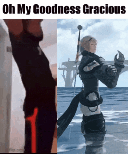 a meme that says oh my goodness gracious with a picture of a man and a woman