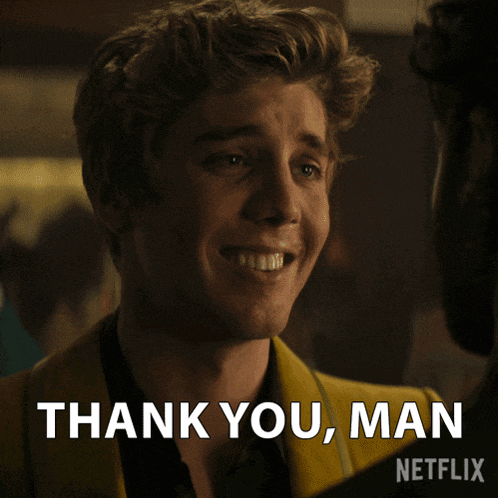 a man in a yellow suit says thank you man on netflix