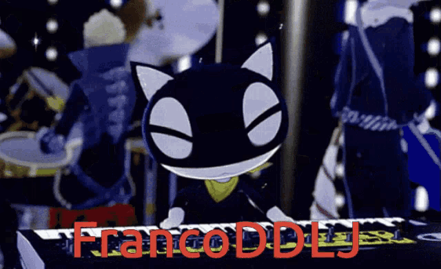 a picture of a cat with the words francoddj in red