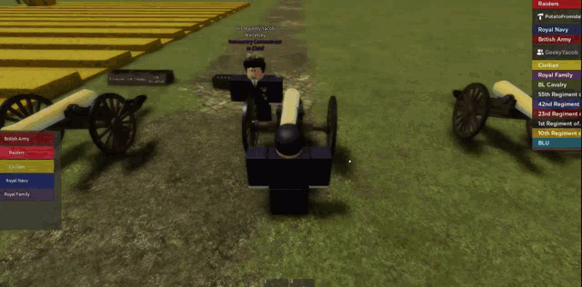 a screenshot of a video game shows a cannon being pulled by a robot