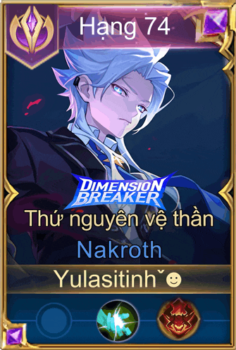 a screenshot of a game called dimension breaker with a character named nakroth