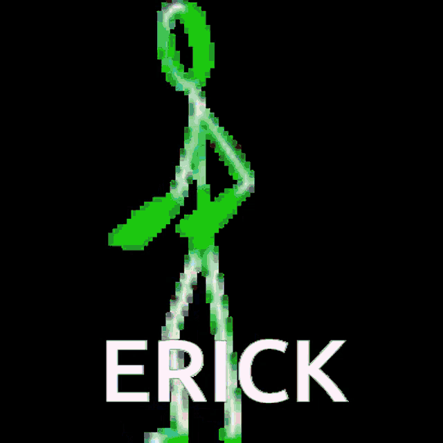 a pixel art of a stick figure with the name erick on the bottom