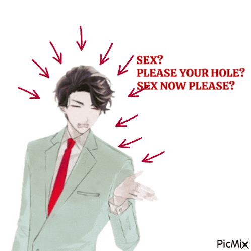 a drawing of a man in a suit and tie with arrows pointing to his head and the words sex please your hole sex now please