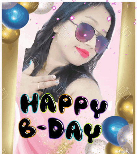 a picture of a woman with the words happy b-day
