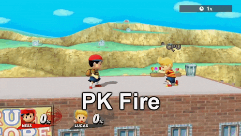 a screenshot of a video game with the words pk fire at the top