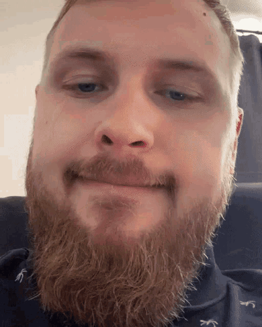 a man with a beard is making a funny face