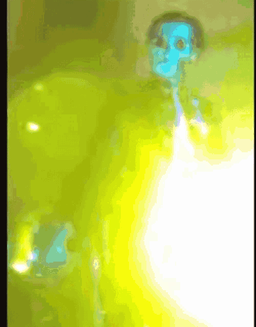 a green and yellow background with a white circle in the middle of it