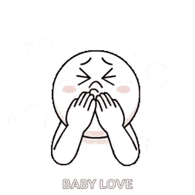 a cartoon character is blowing a kiss and surrounded by hearts and the words baby love