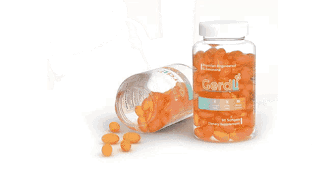 a bottle of gerd ii sits next to a glass