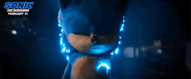 a poster for sonic the hedgehog shows a close up of sonic