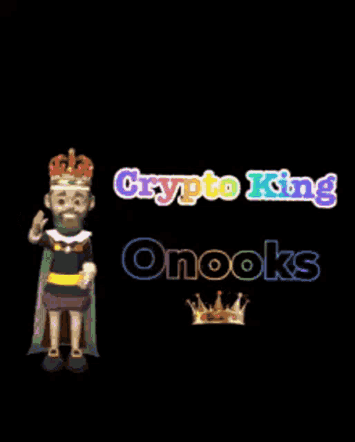 a cartoon of a king with the words crypto king onnooks