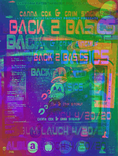a colorful poster for earworm entertainment presents bagback 2 basics