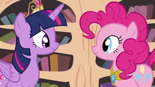 twilight sparkle and pinkie pie looking at each other