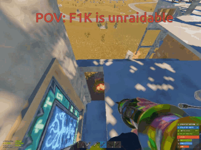 a screenshot of a video game with the words pov : f1k is unraidable