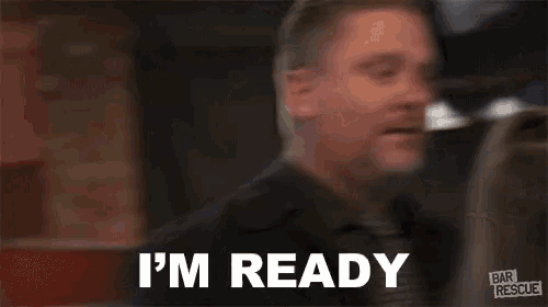 a man says " i 'm ready " in front of a bar rescue logo
