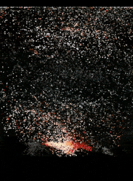 a colorful illustration of a fireball with the number 3 on it