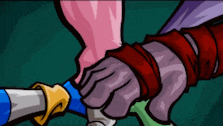a cartoon of a person holding a sword in their hand