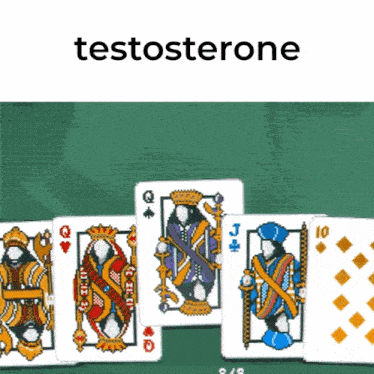 four playing cards with the word testosterone on top