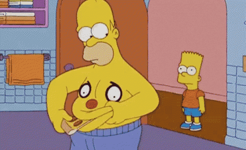a cartoon of homer simpson and bart simpson standing in a bathroom
