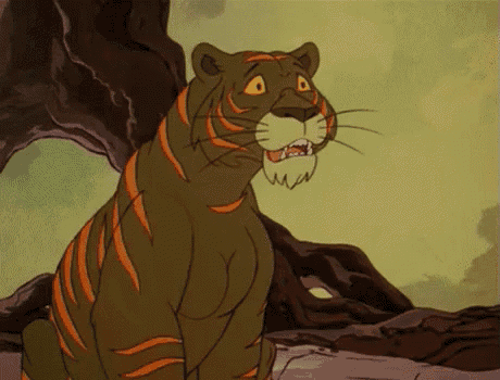 a cartoon tiger with orange stripes is sitting on a rock