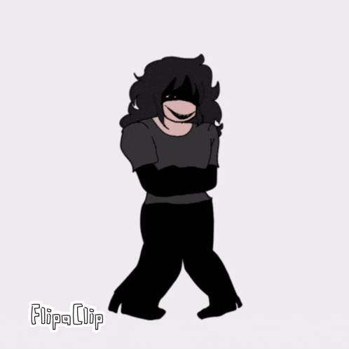 a cartoon of a person walking with the word flipa clip below