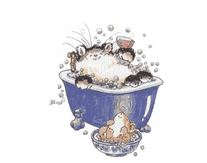 a cartoon of a cat in a bathtub with the words good morning
