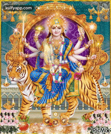 a painting of a woman sitting on a tiger .